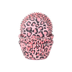Leopard, 50 st muffinsformar - rosa